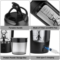 Electric Protein Shaker Bottle – 650 ml USB Rechargeable Mixer