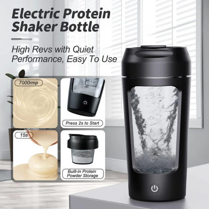 Electric Protein Shaker Bottle – 650 ml USB Rechargeable Mixer